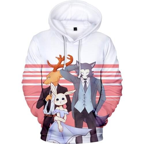 Popular 3D BEASTARS Hoodies Men Women Sweatshirts Autumn Hip Hop Hooded Fashion Long Sleeve Boys Girls Pullovers Tracksuits