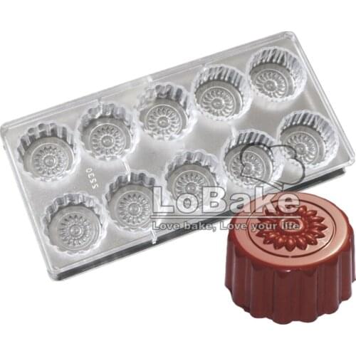 High quality Chinese old style flower pattern Shape PC Polycarbonate Transparent Chocolate mooncake Mould for baking supplies
