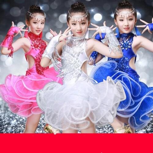 Girls Latin dance skirt New Style Childrens performance Female tassels Sequins Contests Latin suit Girls Dance Performance