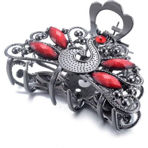 1Pc Fashion Lady Big Peacock Hairpin Girl red Crystal Rhinestone Cute Hairpin Wedding Hairpin Hair Acessories Jewelry Gift