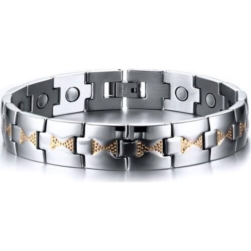 Healthy Magnet Bracelet for Men Women Two Tone Gold and silver color Stainless Steel Bracelets femme