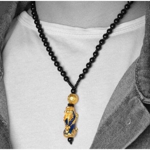 Gold Pixiu Pendant Necklace Warrior Force Wealth Lucky Energy Couple Pixiu Necklace Couple Pendants Beautiful Meaning Jewelry