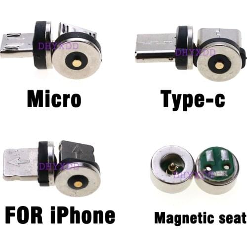 1pcs Round Magnetic Plug Micro USB Magnetic Charger Cable Plug USB Type C Magnet Cable Adapter 360 Rotate 8 Pin Cable Tips