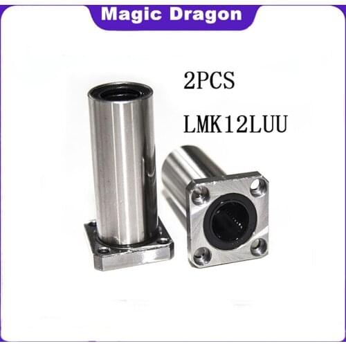 2 pcs LMK12LUU 12mm High quality long type flange bearing linear bush 3d priter XYZ CNC parts LMK12L for 12mm linear guide rail