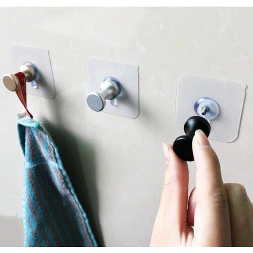 2Pcs Wall-Mounted Color Space Aluminum Hook Free Punch Bathroom Household Kitchen Supplies Storage Seamless Paste Key Coat Hooks