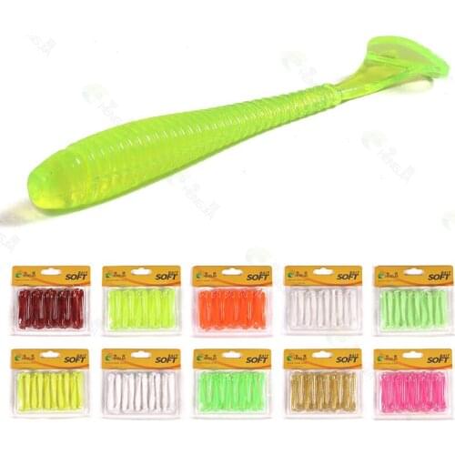 20 Pcs/Bag 7cm 6cm T Tail Silicone Soft Bait Fishing Artificial Worms Soft Lures Carp Fishing Accessories