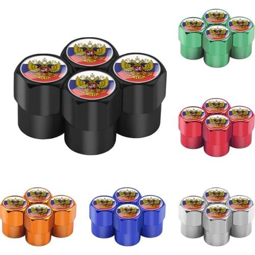 4Pcs Car-Styling Car Wheel Tire Valve Stem Caps Case For Coat of Arms of Russia flag Russian Federation Eagle Emblem Accessories
