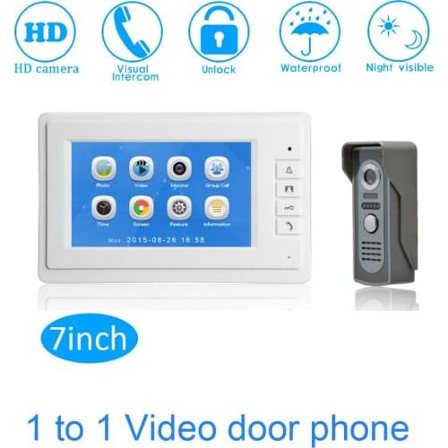 7" Touch Screen Color Display TFT-LCD Smart Home Access control system Video door phone Video intercom system talk-back
