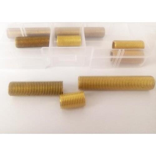 9pcs M10 full-tooth brass dental tube metric threaded pipe hollow tube hardware lighting fittings combination 15mm-50mm length