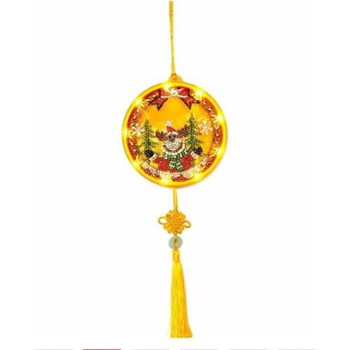 DIY Special Shape Diamond Painting Light LED Round Framed Light Rhinestone 5D Diamond Mosaic Christmas Pendant Decoration