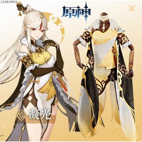 Anime! Genshin Impact NingGuang Game Skin Suit Cheong Dress Uniform Cosplay Costume Halloween Party Outfit For Women 2020 NEW