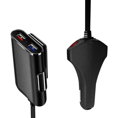 DC 12-24V 4-Port USB Car Charger Fireproof Flame Retardant PC 3.0 Fast Charging Charger Adapter Built-in smart IC chip