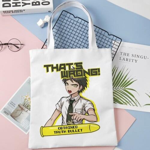 Danganronpa Shopping Bag Canvas Bolso Grocery Cotton Handbag Shopper Bag Reciclaje Net Custom Reusable Shopping Bag