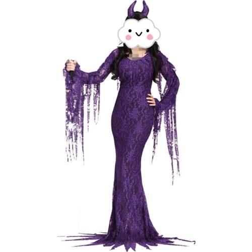 Purple Witch costumes for women Adult Womens Magic Moment Costume Girl purple lace Witch Costume sexy Halloween costumes