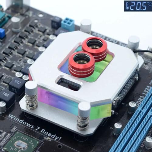 FREEZEMOD Computer CPU AMD Water Cooling Block 2020 LCD Temperature Display VA Screen For AMD AM2 AM3 AM4,Silver/Black UPR-2020A