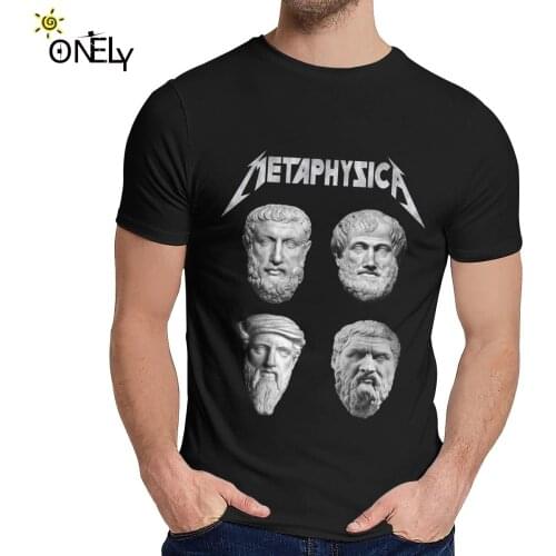 100% Cotton Metafisica T shirt Socrates Plato Ancient Greek Philosopher Tee For Man Streetwear Leisure Classic Round Neck Tee