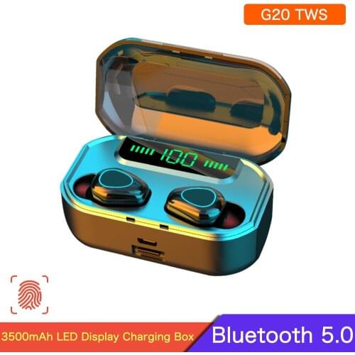 G20 TWS Bluetooth Earphone Wireless Headphone Waterproof Sport Earbud 8D Stereo Music Headset With Mic 3500mAh LED Charging Case