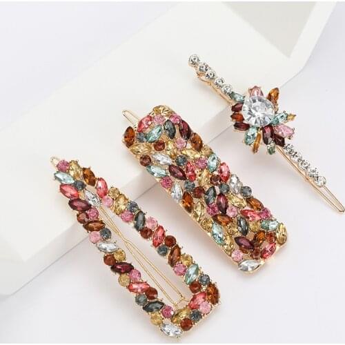 Fashion Crystal Flower Long Hair Clip Women Za Hairpins Wedding Bridal Hairclip Barrettes Head Wear Ornament Hair Accessories