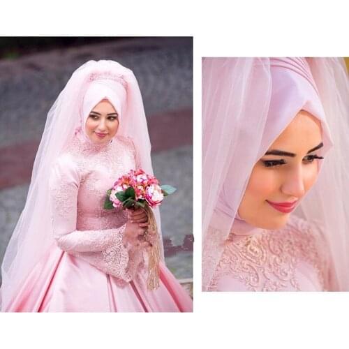 Arab Saudi Arabia Muslim Wedding Dresses Long Sleeve Beading Ball Bridal Gowns wedding gown Vestido de noiva