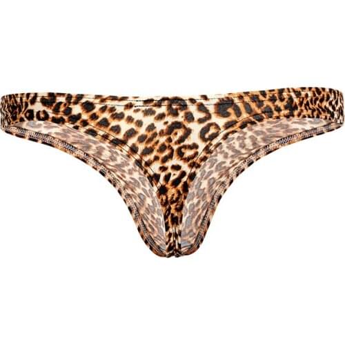 Men Thongs and G Strings Sexy Leopard Print Men Underwear Penis Pouch Panties Mens Bikini Briefs Jockstrap Cueca Plus Size