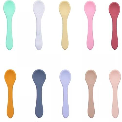 Baby Soft Silicone Spoon Feeding Set Kid Dishes Toddlers Infant Feeding Accessories Spoon Silicone Tableware Childrens Goods