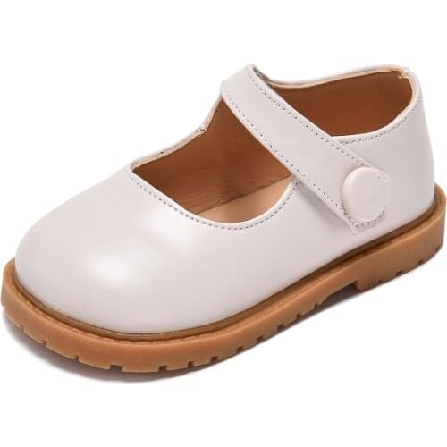 2021 New Childrens Korean Leather Shoes Girls Soft-soled Casual Shoes Baby Solid Single Shoes Peas Shoes Cute Student Hot