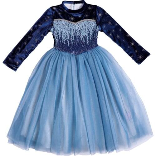 New Elsa Dress Children Carnival Birthday Party Princess Dress Velvet For Winter Kids Christmas Halloween Costume Girl Clothing
