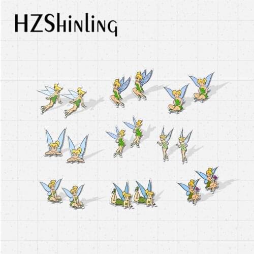 2021 New Arrival Cute Little Green Fairies Tinkerbell Epoxy Handcraft Jewelry Acrylic Stud Earrings