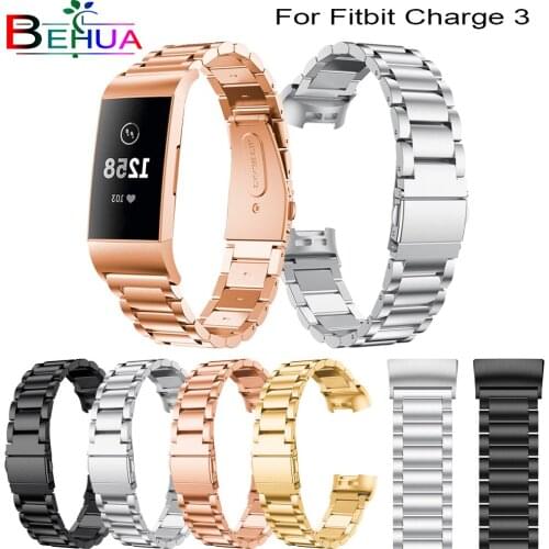 The New Stainless Steel Watch band Strap For Fitbit Charge 3 link bracelet Replacement Watchband For Fitbit Charge3 Luxury Band