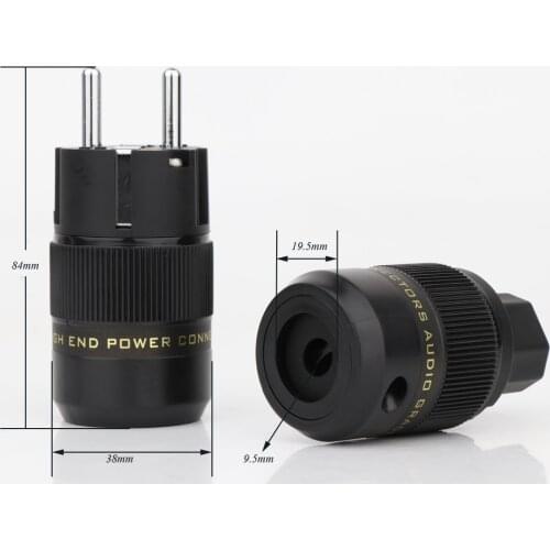 One pair x Rhodium Plated Hi End Schuko EU AC Power Plug Europ for hifi audio power cable