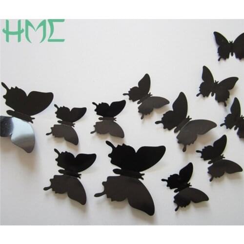Wholesales 12pcs 9Colors 3DButterfly Wall Decor Cute Butterflies wall Stickers Art Decals Home Decoration Bedroom wall stickers