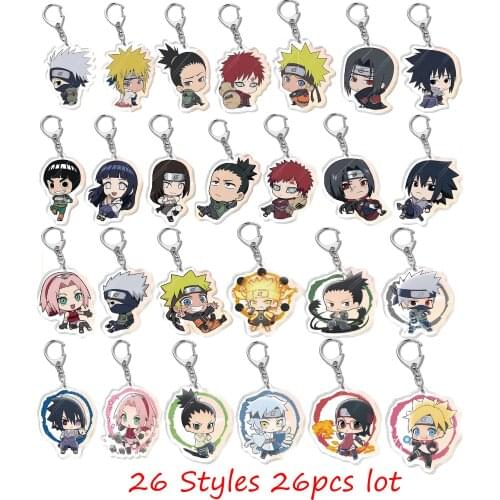 Wholesale Anime Acrylic Keychain Uchiha Sasuke Hatake Kakashi Cartoon Figure Pendant Keyring Jewelry