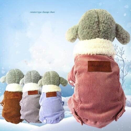Autumn and Winter Plus Velvet and Cashmere Corduroy Cotton Pomeranian Pet Clothing for Chihuahua and Puppy Pets Wearing