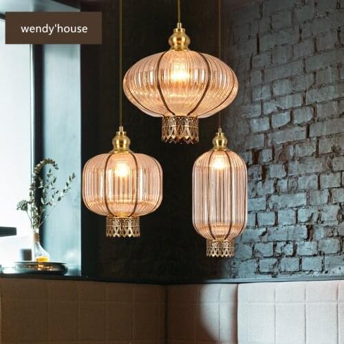Simple Restaurant Bar Industrial Style Hotel Engineering Lights And Lanterns Modern Copper Glass Chandelier Lamps