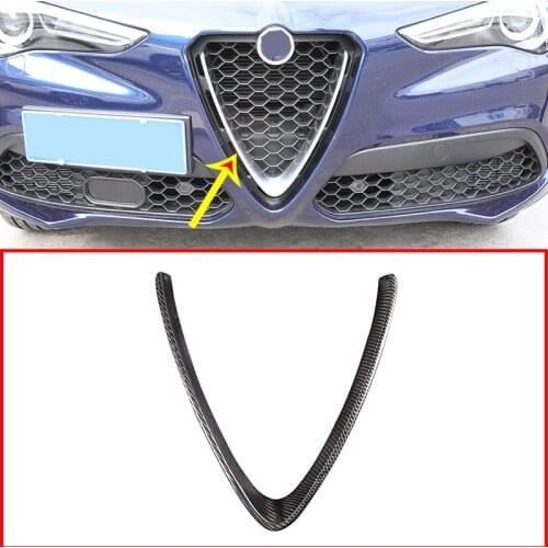 Real Carbon Fiber Car Front Grill Frame Round Trim For Alfa Romeo Stelvio 2016 2017 2018 2019 Accessories