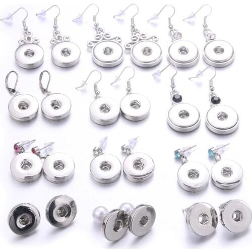 5pcs New Snaps Jewelry 18mm Snap Earrings Button Earrings Mixed style Water Drop Earring for women fit 18mm Snap Buttons