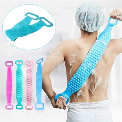 Silicone Back Scrubber Towel Bath Body Brush Belt Double Sided Massage Strap