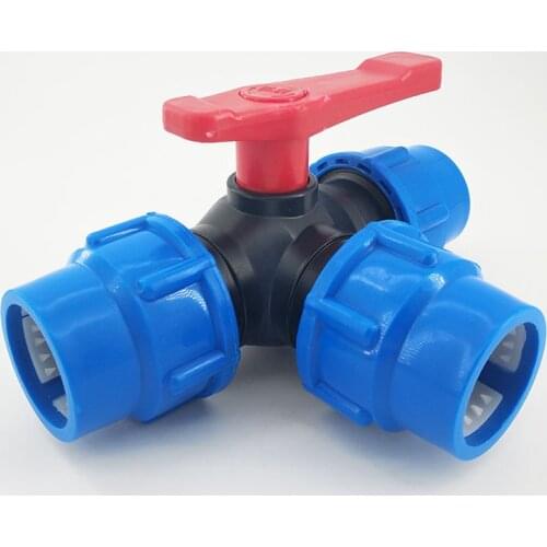 PE quick access Tee 32MM quick connector water pipe fittings Plastic quick ball valve three way valve switch