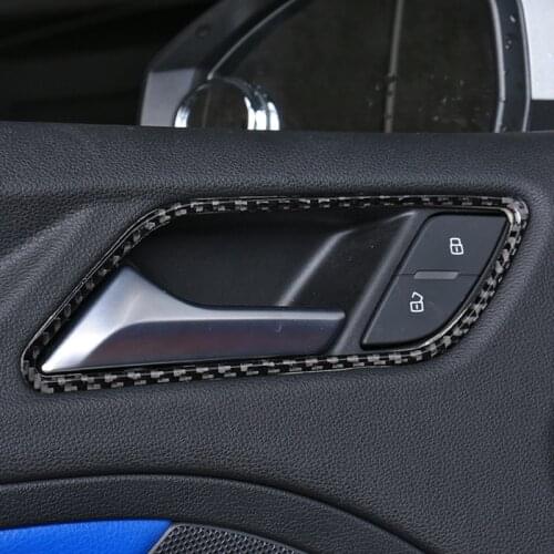 Carbon Fiber Car Styling Interior Doorknob Decoration Frame Trim 4pcs For Audi A3 8V 2013-18 Inner Door Bowl Cover Stickers