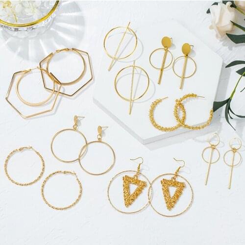 Vintage Big Metal Drop Dangle Earrings For Women Geometric Wedding Party Jewelry 2020 Fashion Women Gold Large Statement Earings