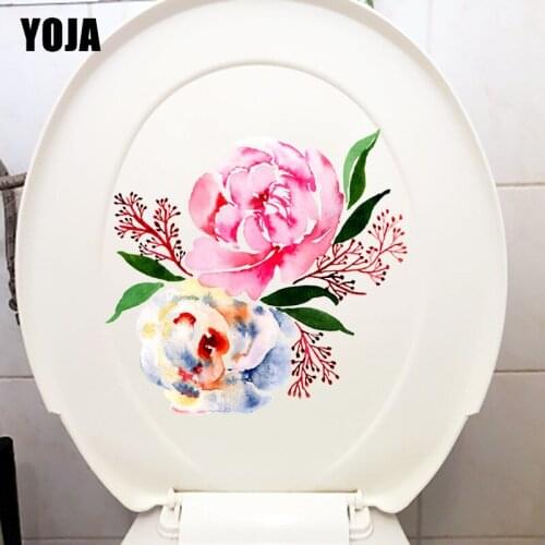 YOJA 22.5*21.1CM Watercolor Flower Plant Classical Wall Stickers Mural Toilet Bathroom Decor T1-0945