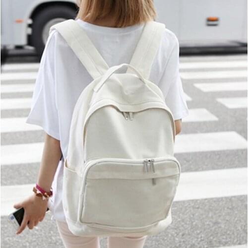 ANAWISHARE Women Canvas Backpacks White School Bags For Teenagers Girls Casual Rucksack Shouder Bags Large Travel Bags Wm8952