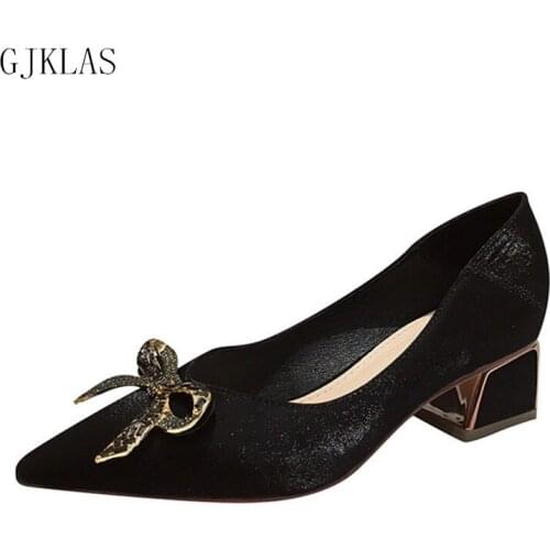 Bow Pointed Toe Kitten Heels Woman Pumps Party Wedding Shoes for Women Bride Block Heels Cosy Dress Woman Silk Chunky Heel