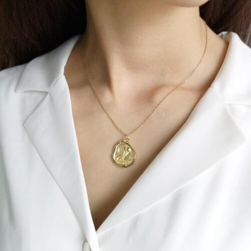 Gold Necklace In 925 Sterling Silver Irregular Shape Golden Animal Pendant Embossed Free Style Owl Necklace S925 Jewelry Women