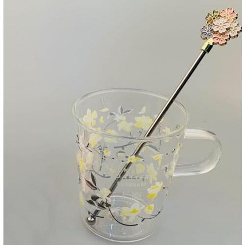 1Pcs Sakura Stirring Rod Practical Multi-Purpose Stainless Steel Coffee Scoops Long Handle Portable Mixing Stick for Daily Use