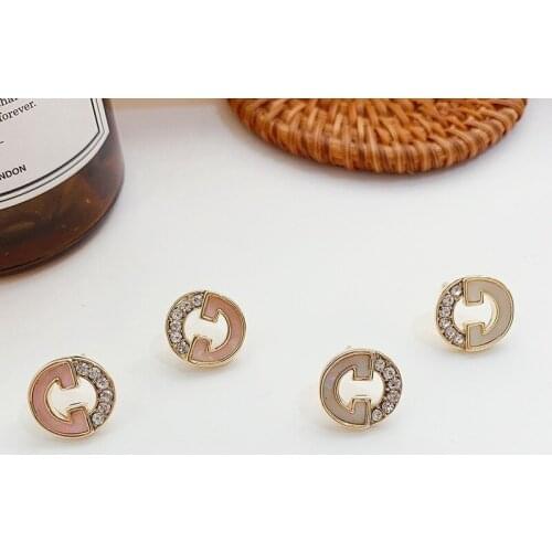 Needle Niche Simple C Letter Earrings Female Needle Temperament Korean Personality Double C Small High Sense Earrings