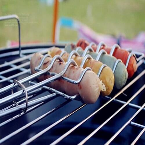 2019 Outdoor camping stainless steel folding portable barbecue grilled sausage mesh multi-function barbecue net