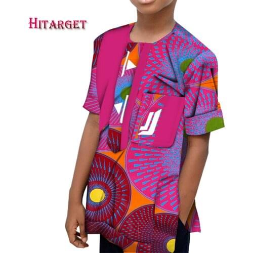2021 Summer Child New Fashion Design Traditional African Clothing Dashiki T-shirt For Boys African Children Clothing WYT648