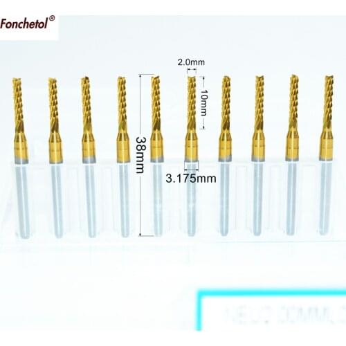 3.175mm*2.0mm-10pcs,cnc solid carbide tialn coated corn milling cutter,pcb engraving router bit,copper,aluminum,stainless steel