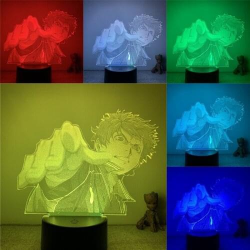 3D Nightlight Animated Real Ver. Haikyuu Shoyo Hinata Assault Action Figure 7 Colors Touch Optical Illusion Lamp Gift Model